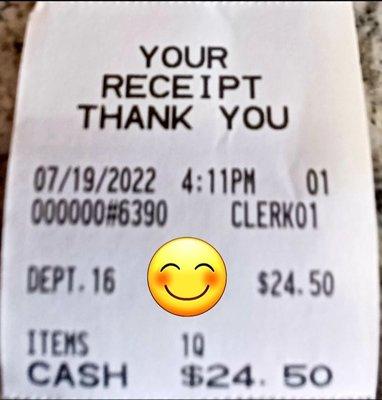 ~My Receipt Bill Total Of The Day~