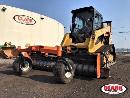 Cat 259D CTL with Harley Rake - www.clarkrents.com