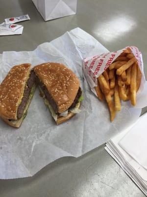 Now that's a burger and fries! YUM!