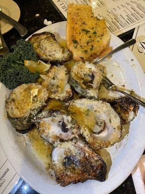 Charbroiled oysters but mostly the remains so good I forgot a before picture I had to dig right in because they smelled great!