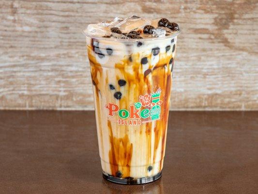 Brown Sugar Milk Tea with boba. Freshly brewed daily, lactose-free, gluten-free.