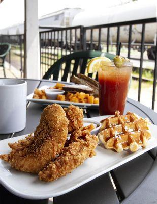 Chicken & Waffles with a Bloody!!!