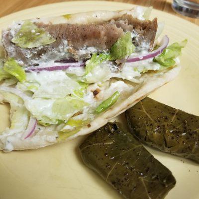 Delivery yum. Gyro and Grapes Leaves