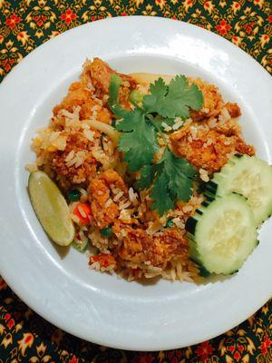 Basil Fried Rice with Crispy Pork