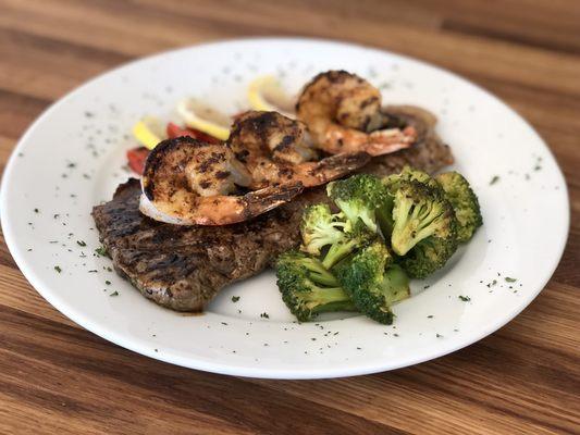 nY strip Steak and Cajun Shrimp