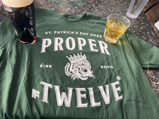 Proper Apple Whiskey with matching tshirt.  Guinness on tap!