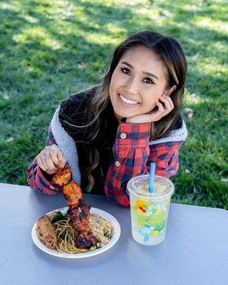 BBQ Chicken Skewer and Lemonade