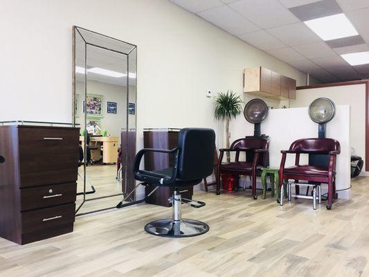 The newly remodeled salon looks great!