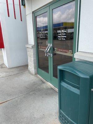 Gas pump handles for door