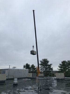 Packaged Rooftop Unit installation @ Boston Pain Care Center in Waltham, MA