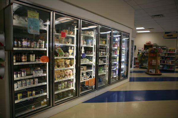 We have a large refrigerated and frozen section...NadaMoo Ice Cream...yum!