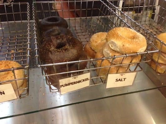 Pumpernickel and salt bagels