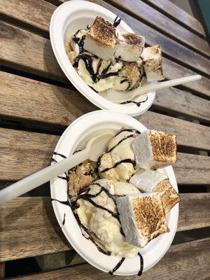 S'mores Sundaes (Top: Coconut Ice Cream / Bottom: Salted Caramel Ice Cream)