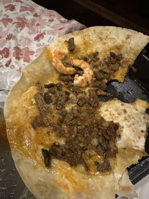 Steak and shrimp quesadilla