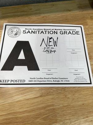 Sanitation grade