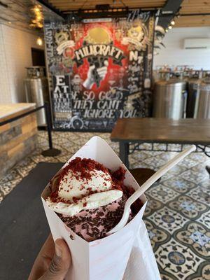 Churro cone with red velvet