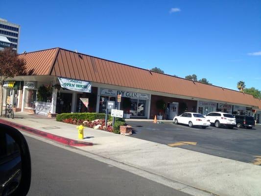 Parking lot right in front of shop.