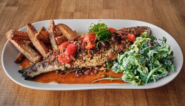 Charred Whole Branzino Alla Puttanesca