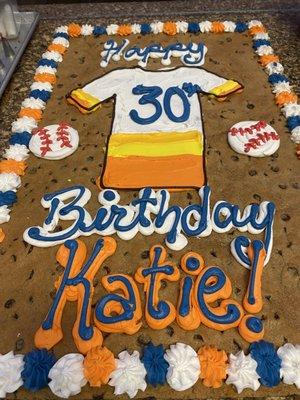 Baseball Theme Birthday Cookie Cake.  Baseball Jersey