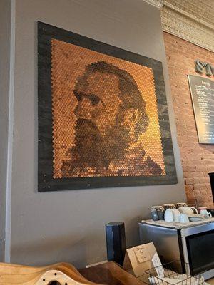 Amazing art made of 3128 pennies.