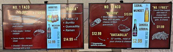 This is their menu board.  Photo taken January 9, 2022.