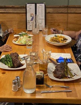 Steak  / salad with salmon