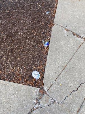 Garbage in front of AMC theater in Barrington.