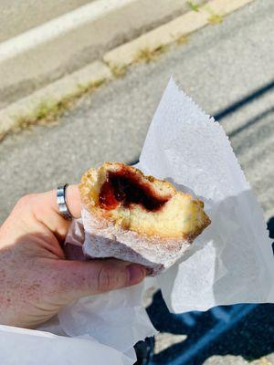 Long jelly stick donut, frosted