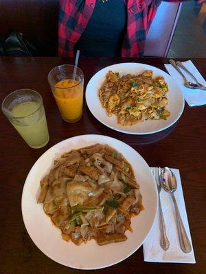 Mine was the Drunken Noodles (no egg. Add vegan chicken)   My friend got the Drunken noddles with chicken