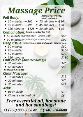 Massage price