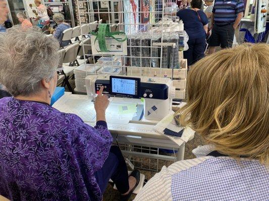 Sewing demonstration at Montavilla Sewing Center Technology Showcase