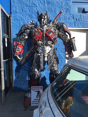 Optimus Prime Holding down the block