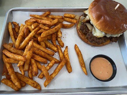 Mushroom Swiss with a side of Nest sauce