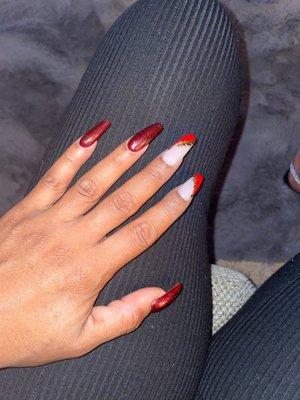 Long red nails