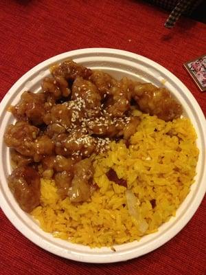 $5 of delicious General Tso's Chicken and Fried Rice goodness.