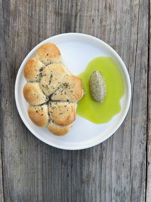 Pull apart bread with black garlic butter