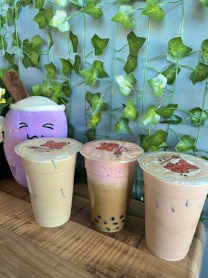 Winter Melon Milk Tea, Coffee Milk Tea with Ube foam, Rose-Lychee Milk Tea