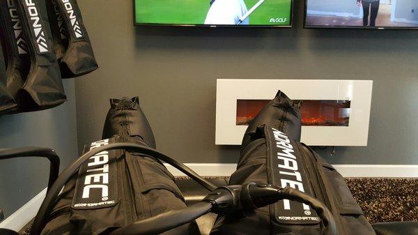 Normatec leg wraps. Great for leg pain and/or poor circulation