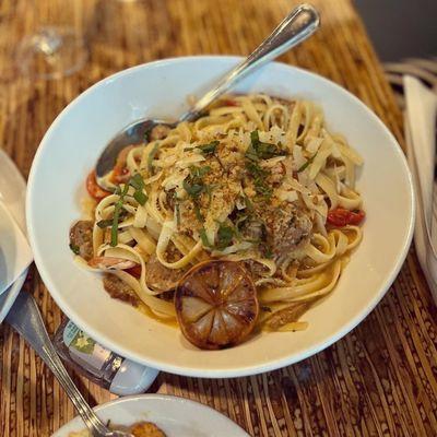 Shrimp and Sausage fettuccine