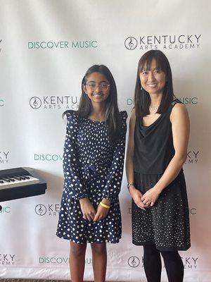 Student Avika with her Piano Teacher Ms Hiromi at KAA Spring Recital