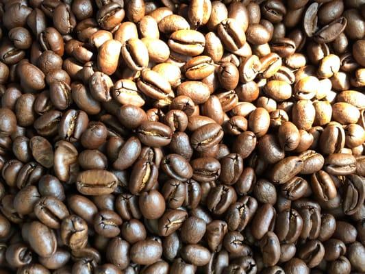 A freshly roasted batch of our Peaberry Kona Coffee.