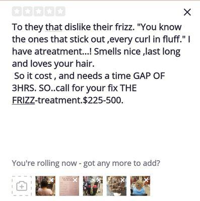 Hair treatment for frizz