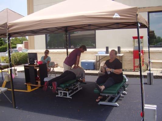 Breath of Fresh Air Day! Enjoying the beautiful day outside the office with adjustments, games, & refreshments!