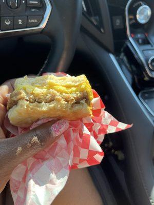 Sausage, egg& cheese biscuit sandwich