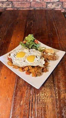 Machaca con papas and fried eggs! Delicious