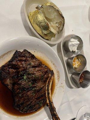 Bone in Ribeye & loaded baked potato