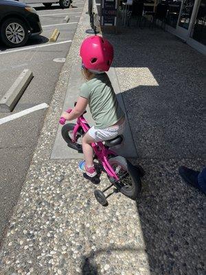 Riding the bike before we buy.