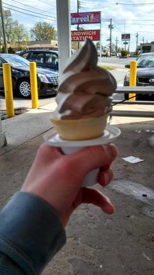 Nor'easter is gone, the sun is shining, and I'm enjoying my small twisted cone on this nice day!