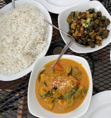 Mixed Veg Curry, Aloo Bhindi, Rice