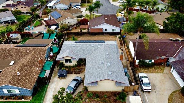 New shingle roof with solar